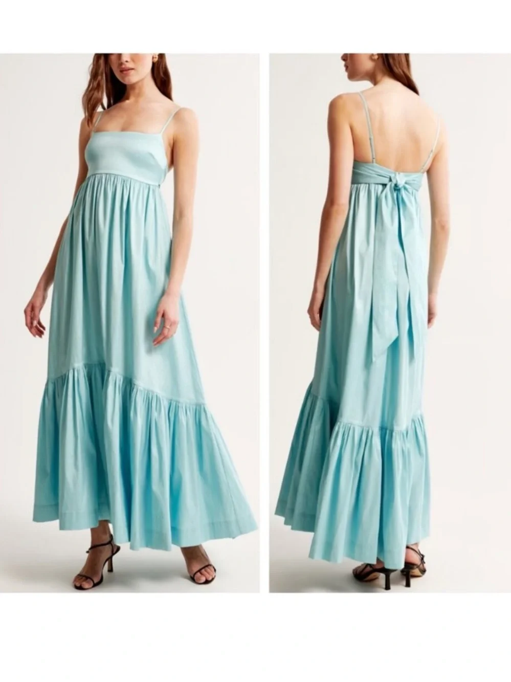 {Abercrombie & Fitch} Bow-Back Taffeta Maxi Dress in Blue - Womens Small - NWT